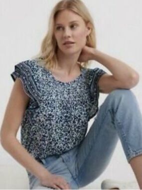 Lucky Brand Flutter Sleeve Blouse
